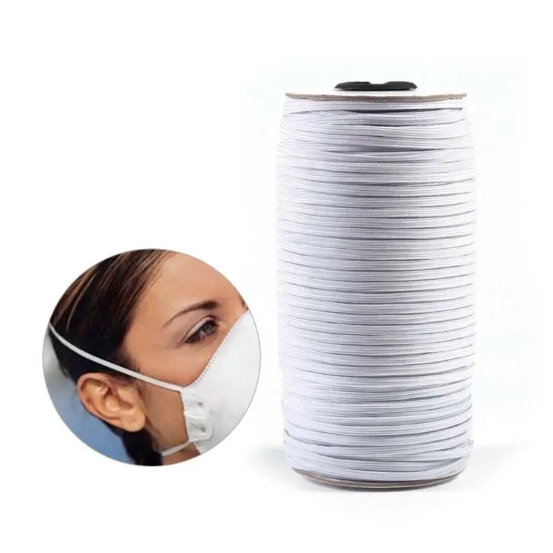 

New Mask Rope 200M 3mm Round Elastic Thin Band Cord Craft Thread Stretch String Sewing Rope Solid Elastic Stretch 2020