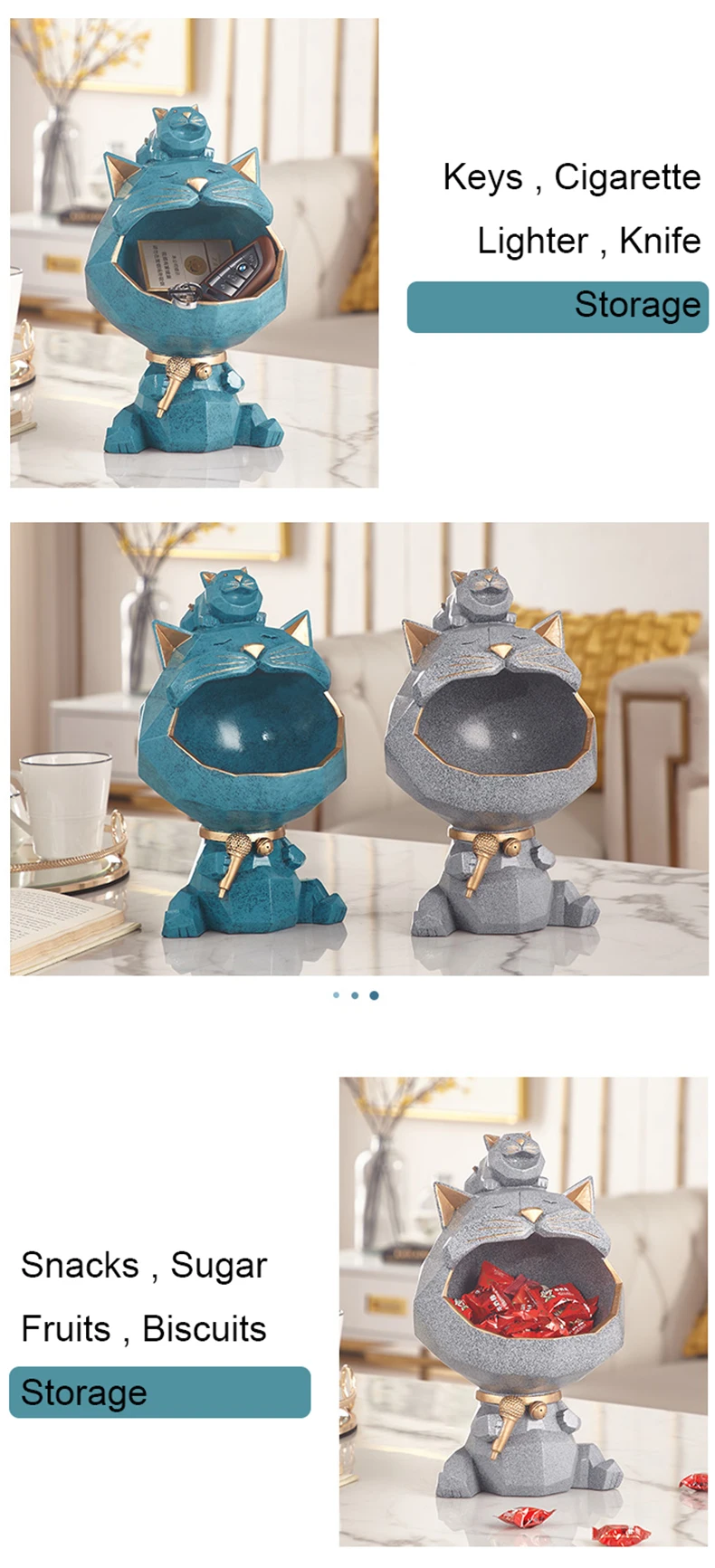 3D статуя кота скульптура украшения дома аксессуары Мода коробка для хранения декоративная фигурка для дома орнамент Свадебные украшения