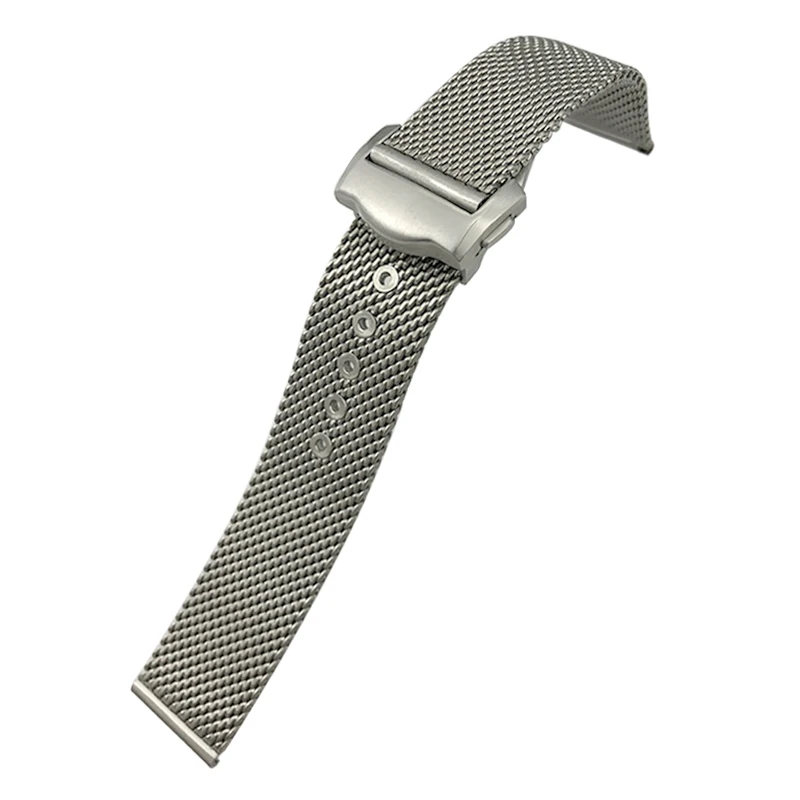 19mm 20mm Stainless Steel Watchband for Omega Seamster Diver 300 Watch 007 Siver Metal Woven Strap Deployment Buckle Bracelets