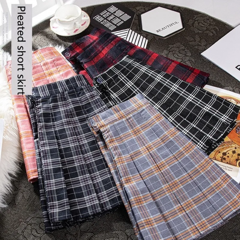 

Плиссированная мини-юбка с высокой талией, в клетку