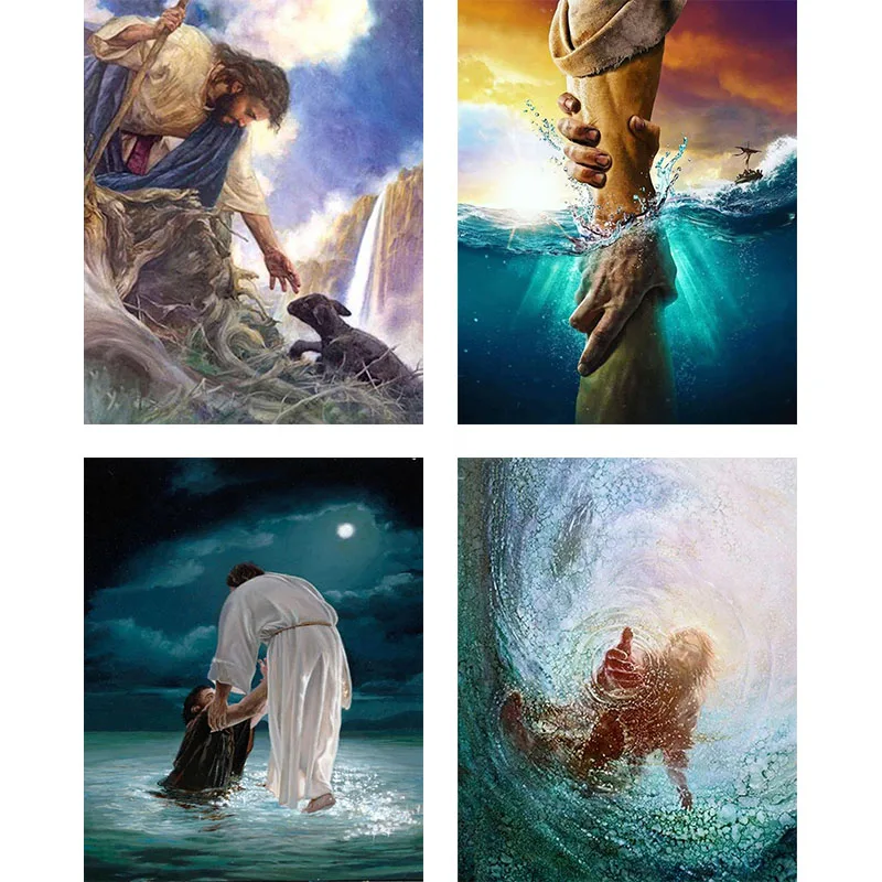 

5D DIY Diamond Painting Accessories Full Square/Round Religion Jesus Rhinestones Mosaic Gift Home Decoration Save from Water