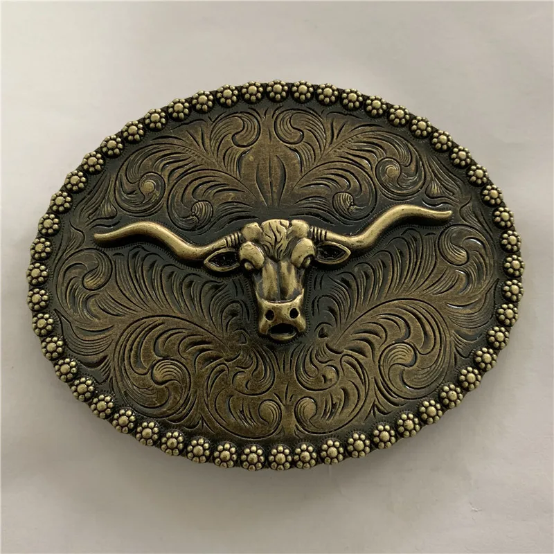 Розничная продажа Мужская овальная металлическая кружевная 3D бронзовая пряжка с