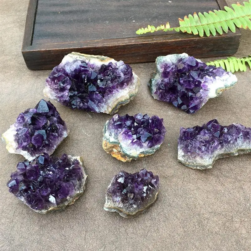 

2pcs Natural Crystal Cluster DIY Amethyst Ornament Handmade Crafts Decoration