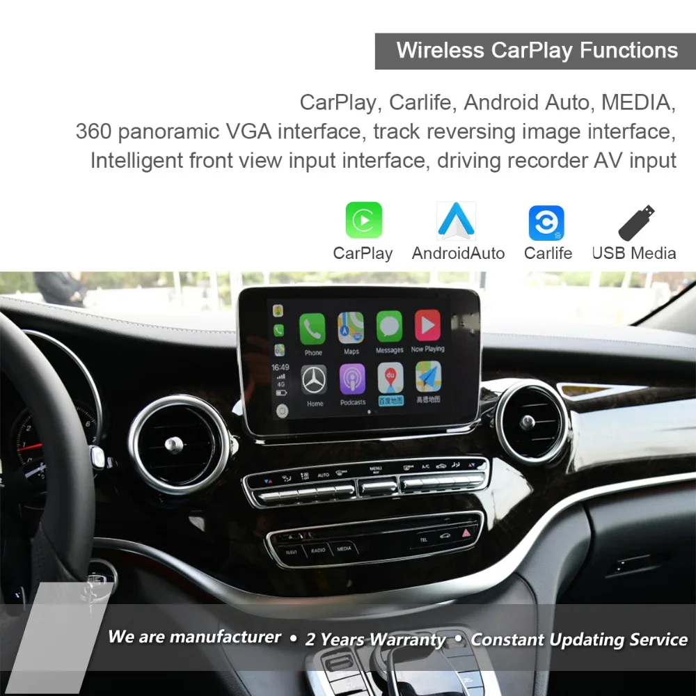 Беспроводной CarPlay AndroidAuto Smartbox для Mercedes-Benz V/X/R W447 W470 W290 NTG5.1 NTG5.2 система поддержки фронтальной/задней/360 камеры
