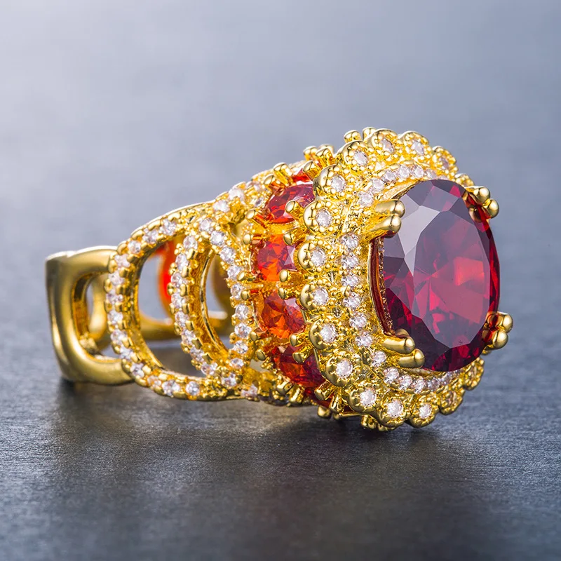 Женское кольцо с полым камнем Visisap золотистого цвета овальным фиолетовым в стиле