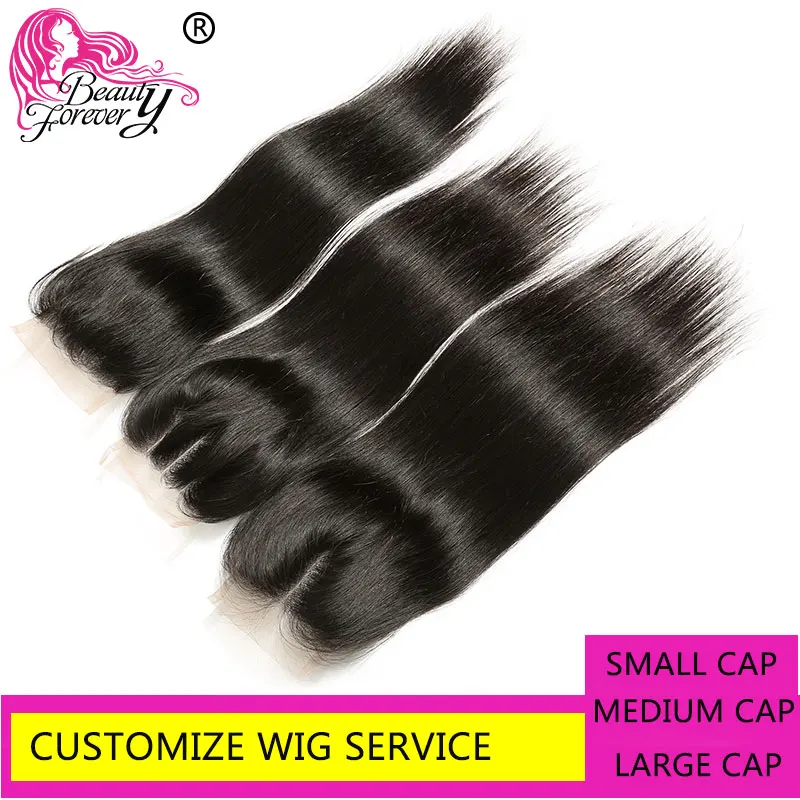 Beauty Forever Customize Wig Use Brazilian straight Hair Bundles With Closure 3/4 4x4 Lace Remy |