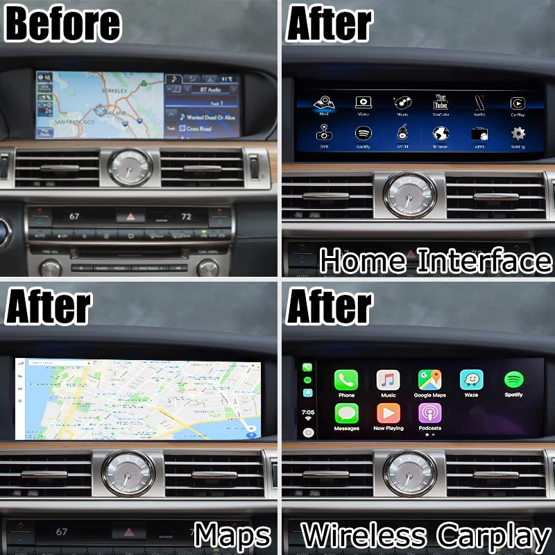 Android / carplay интерфейс коробка для Lexus LS460 LS 2012 2017 видео и т. Д. С gps навигацией LS600h USF45 12
