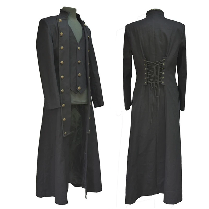 Куртка в стиле стимпанк Ретро винтажный плащ на пуговицах воротник стойка наряд