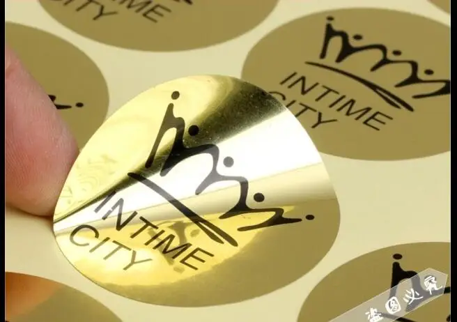 

PET with glossy gold sticker label custom logo printing