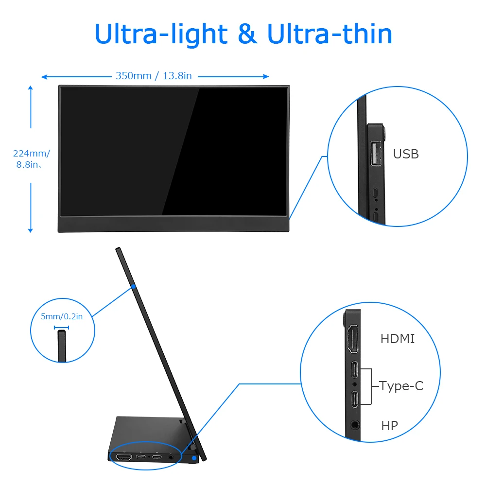 EYOYO EM15R портативный игровой монитор HDMI Type C экран 15 6 &quotFHD 1920X1080 PC PS4 Xbox IPS ЖК дисплей