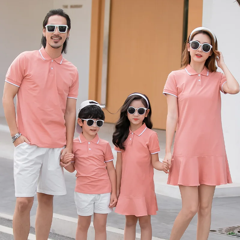 Vestidos familiares para madre e hija, camisetas de verano para padre e hijo, pantalones cortos, trajes a juego para hombre y mujer-0