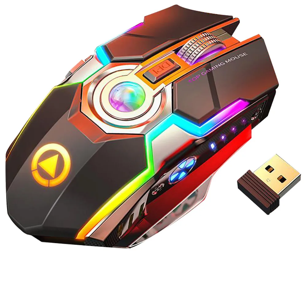 

Wireless Gaming Mouse Rechargeable Gaming Mouse Silent Ergonomic 7 Keys RGB Backlit 1600 DPI mouse for Laptop Computer Pro Gamer