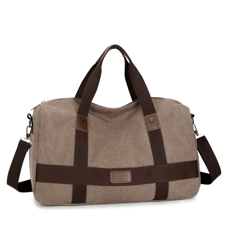 Мужская спортивная сумка из парусины зеленая кофейная хаки Черная с большой