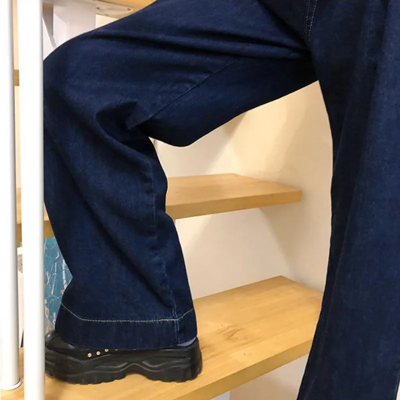 

Jeans Women Wide Leg Minimalist BF Style Denim Vintage High Waist College Street Stylish Baggy Popular All-match Ins Trousers