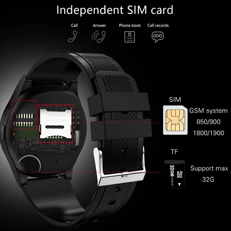 GEJIAN Bluetooth Смарт часы мужские tf карты sim звонки Часы Будильник Фитнес шагомер