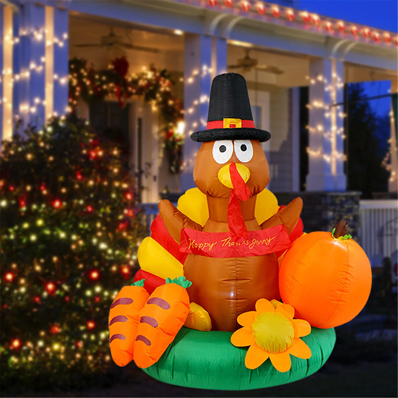 

Height Happy Thanksgiving Inflatable LED Lighted Turkey Family Blow up Outdoor Lawn Yard Decoration Indoor Outdoor Holiday Decor