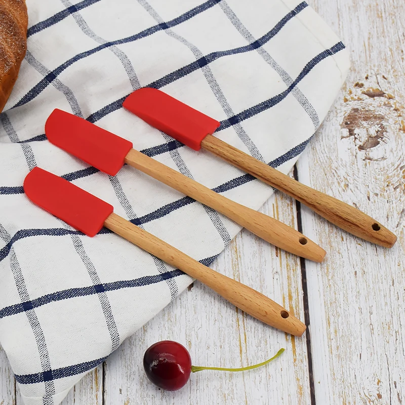 Кухонные термостойкие гибкие силиконовые шпатели кухонные лопатки с деревянной