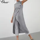 Celmia женская версия 2022, летние сексуальные топы без рукавов, повседневные длинные пуговицы с разрезом для рубашки, свободные блузы, уличная одежда