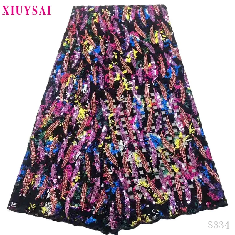 Новейшая африканская Бархатная тюль с блестками кружевная ткань высокого