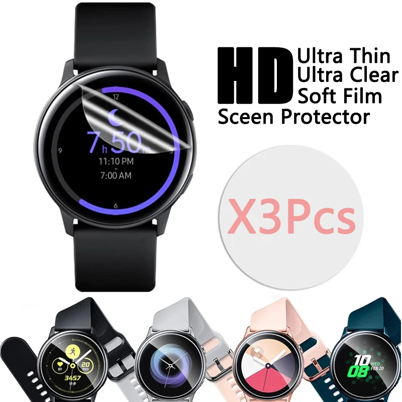 

3 упаковки, защитная пленка для экрана, фольга для Samsung Galaxy Watch Acitve 2, Гидрогелевая Защитная пленка для Samsung Geat S2 S3, для часов 3