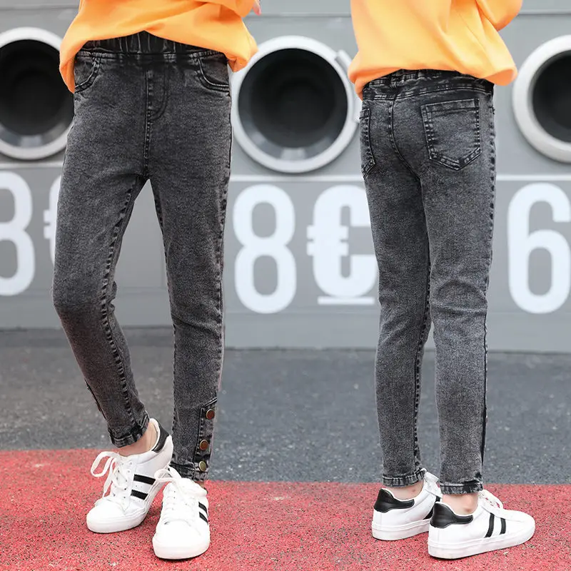 Джинсовые брюки для девочек весенние облегающие джинсы леггинсы из хлопка