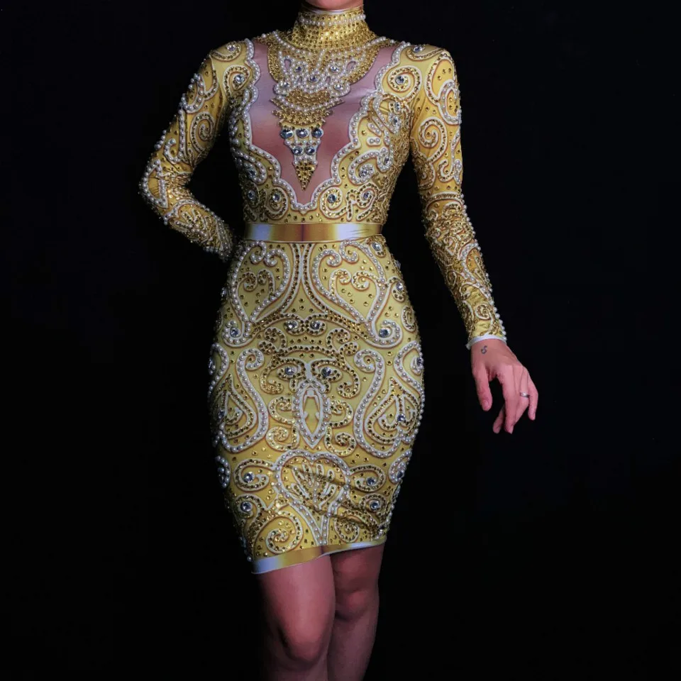 Блестящее женское платье танцевальное для бара женская одежда певицы