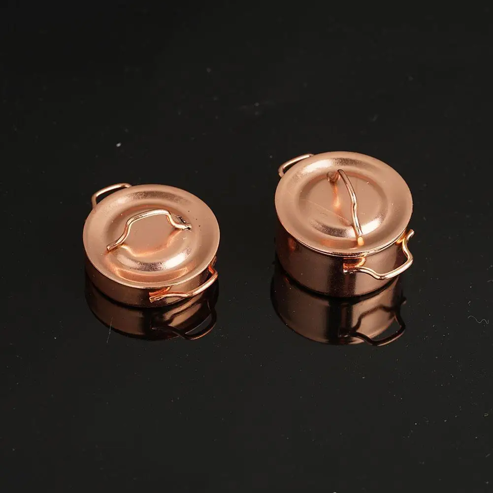 

1:12 Doll House Doll House Simulation Model Copper Color Round Pot 2 Piece Set A Pocket Mini Doll House Supplies Accessories
