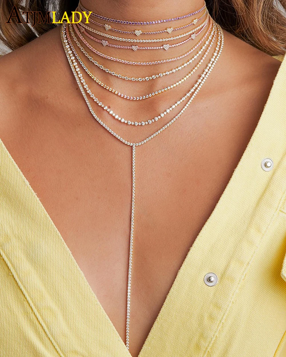 5 шт. цепочка с кулоном в виде сердца фианитом | Украшения и аксессуары