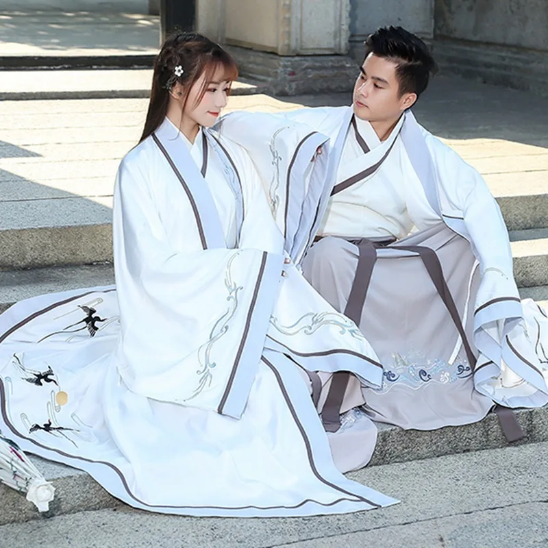 

wind hanfu men's and women's big sleeve robe/collar blouse Ru skirt CP couple antique cultivate immortality may show