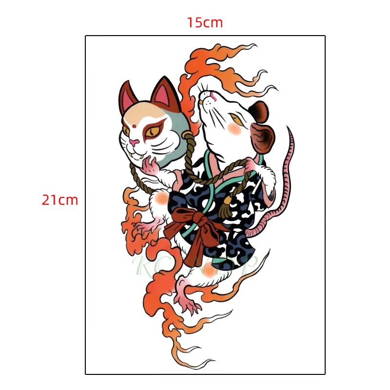 Waterproof Temporary Tattoo Sticker Cartoon Mouse Cat Japanese Style Element Fake Tatto Flash Tatoo Arm Art for Men Women | Красота и