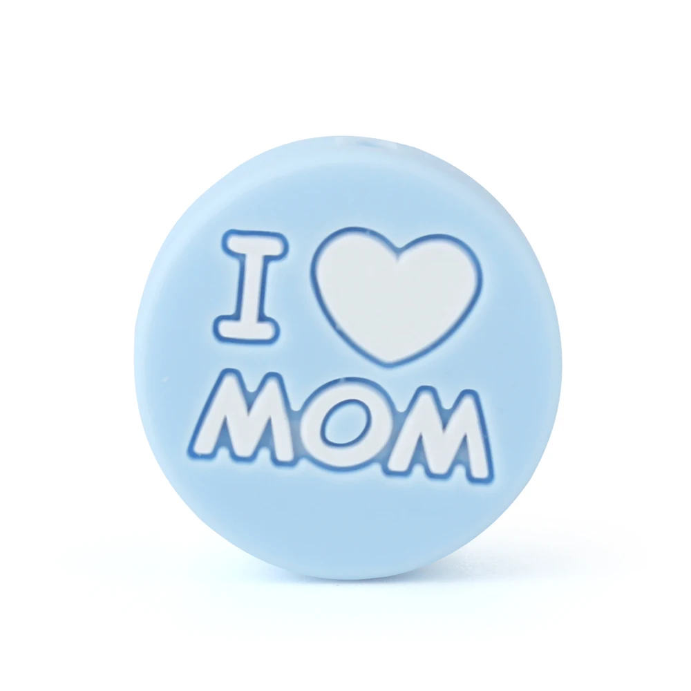 MOM 57 Keep& Grow 5 шт. круглые силиконовые бусы I Love Mom/Dad Детские бусины для прорезывания зубов DIY соски зажимы для прорезывания зубов игрушки грызун Детские Прорезыватели - Цвет: MOM 57
