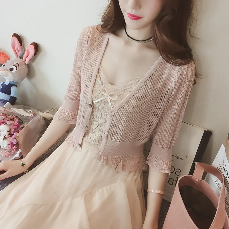

Ice Silk Knitted Cardigan Thin with Skirt Shawl Summer Coat for Women 2020 New Fashion All-Matching Korean Style