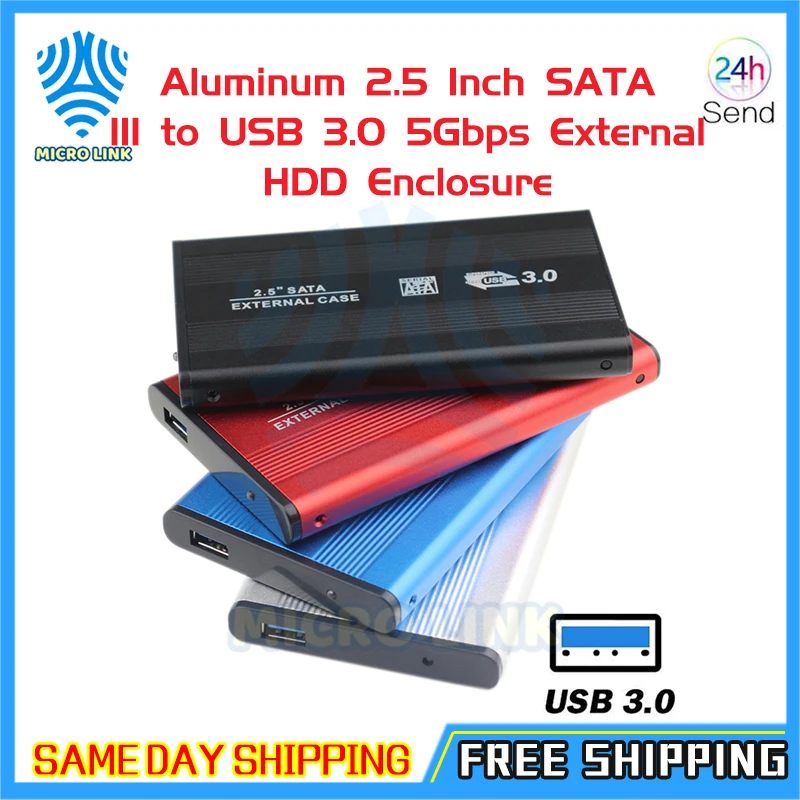 

Aluminum 2.5 Inch SATA III to USB 3.0 5Gbps External HDD Enclosure Hard Drive Case SSD Box Support Hot Plug For Windows Mac