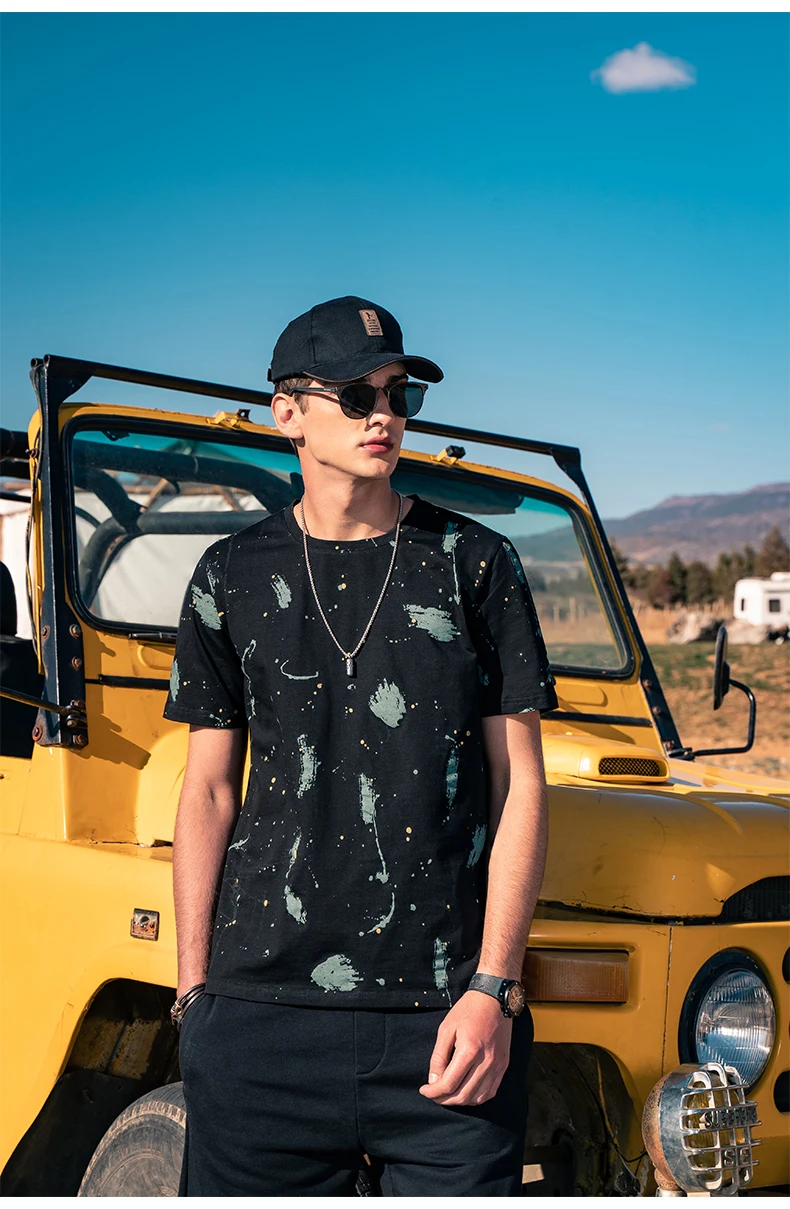 

YTX1236 Creative personality splash ink paint starry sky little graffiti short-sleeved T-shirt