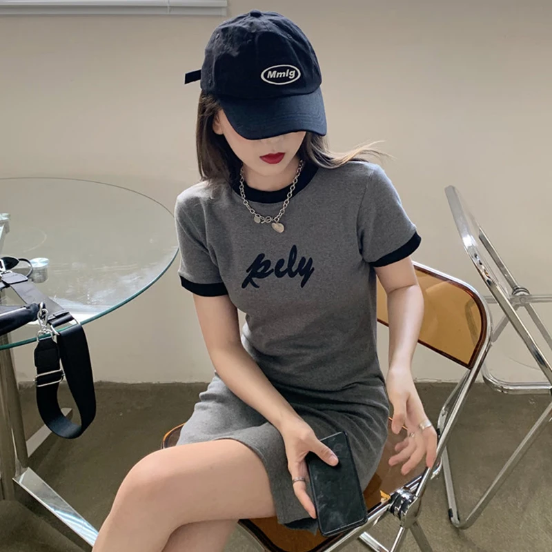 Приталенное платье футболка Piooni в Корейском стиле преппи с коротким рукавом для