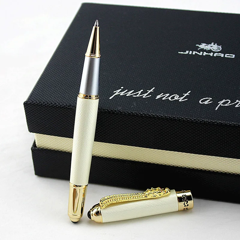 Jinhao1000 Dragon Clip 0,7 мм Ручка-роллер, средняя точка, черные чернила, серебро, золото, черный металл, подарочные шариковые ручки, офисные принадлежности - Цвет: W