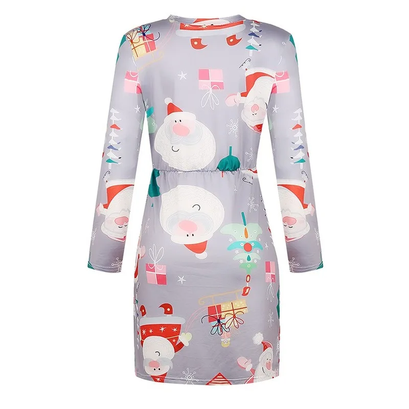 

New European and American Women's Christmas Printed Long-Sleeved Loose Dress Dress for Women Punk Rave Dress