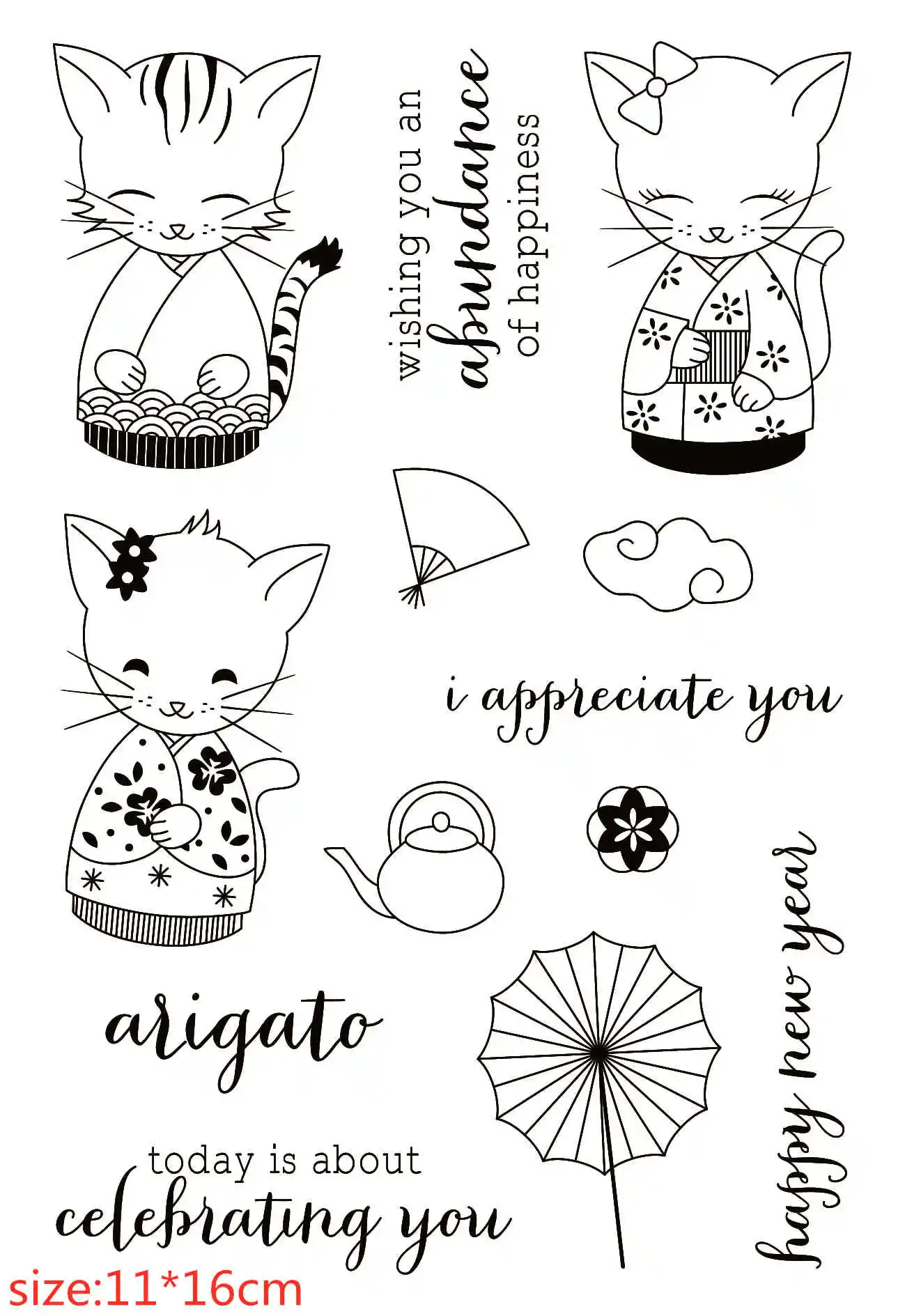 Кимоно Кошачий Штамп и Металлический Патрон для Скрапбукинга, Алфавитная Тиснительная Раскраска, Создание Рукоделия, Силиконовые Прозрачные Штампы.