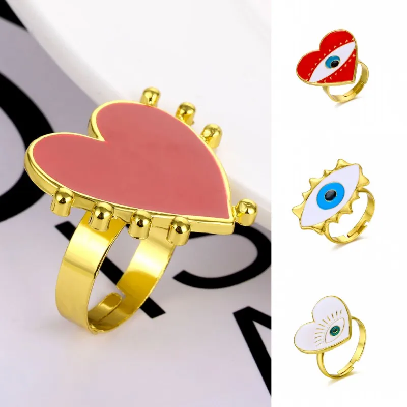 Новинка 2019 модные регулируемые золотые красные кольца FNIO от сглаза для женщин
