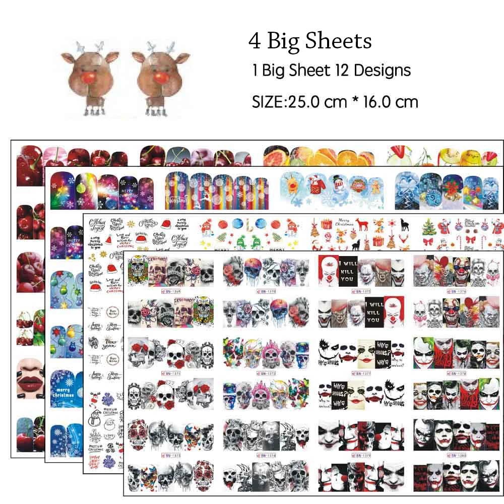 48 шт. Набор наклеек для ногтей смешанные фрукты/сексуальные