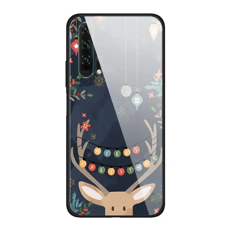 

Christmas Deer Phone Case Glass For Huawei P30 lite 20 por P9 10 Mate 10 9 Honor 8 X 9 10 NOVA 5 cover