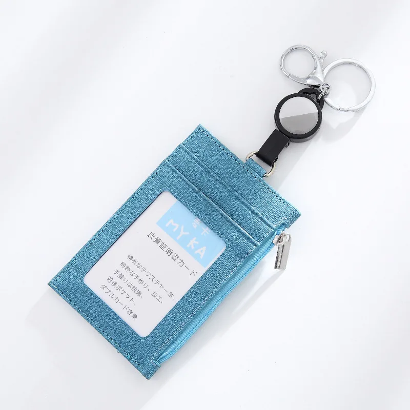 

Fashion Business Retractable Reel Card Holder Slim Wallet for Men Women Cowboy Leather Short Purse Credit ID Traffic Cards Bag
