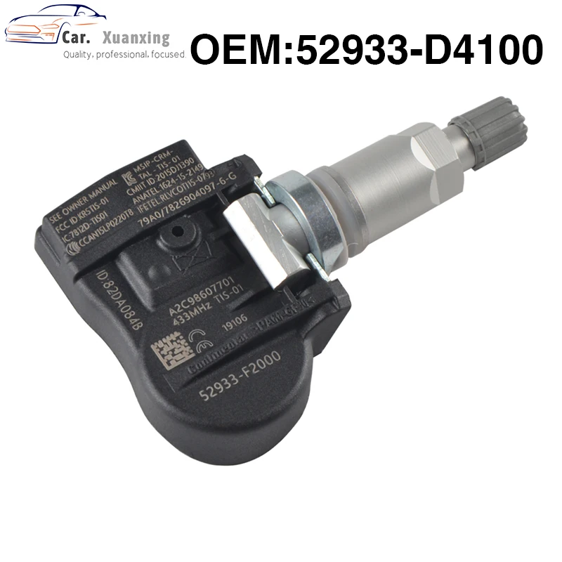 OEM 52933D4100 датчик давления в шинах Система мониторинга 433 МГц TPMS для Hyundai ELANTRA FASTBACK KIA OPTIMA NIRO A2C96221101