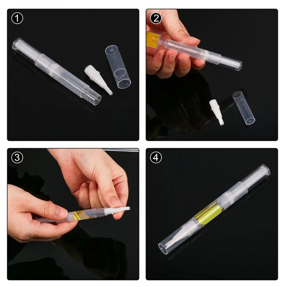 5 Pack 3 ml Transparent Twist Pens Empty Nail Oil Pen with Brush Tip Cosmetic Lip Gloss Container Applicators Eyelash Growth | Красота и
