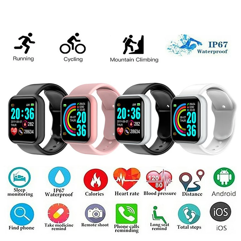 

D20 Smart Watch For Men Women Heart Rate Blood Pressure Monitor Sports Waterproof Smartwatch 2021 Andriod IOS Smart Clock Y68