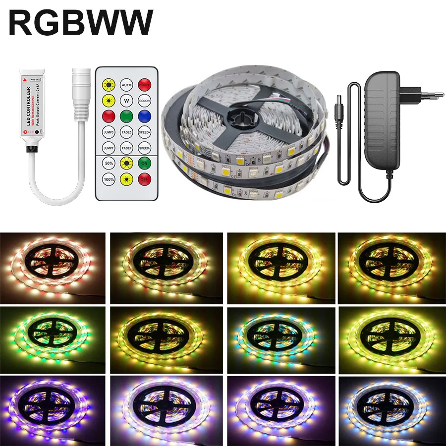

RGB RGBpink RGBWW LED Strip Light DC12V SMD 5M 10M 15M 20M RGBWW LED Tape Diode Ribbon Lights Flexible Strip
