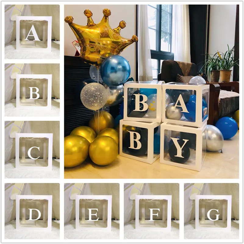 

Decorative Letters A-Z Box Custom Baby Name Balloon Box Girl Boy Baby Shower Decorations Baby 1st Birthday Party Wedding Decor