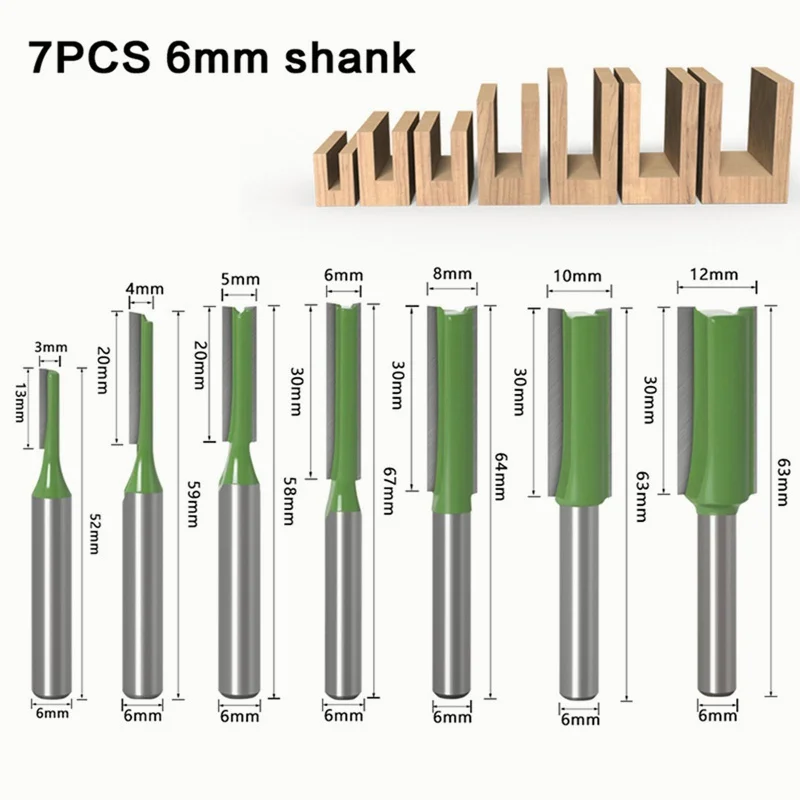 

7Pcs Shank Single Double Flute Straight Bit Milling Cutter For Wood Tungsten Carbide Router Bit Woodwork Tool