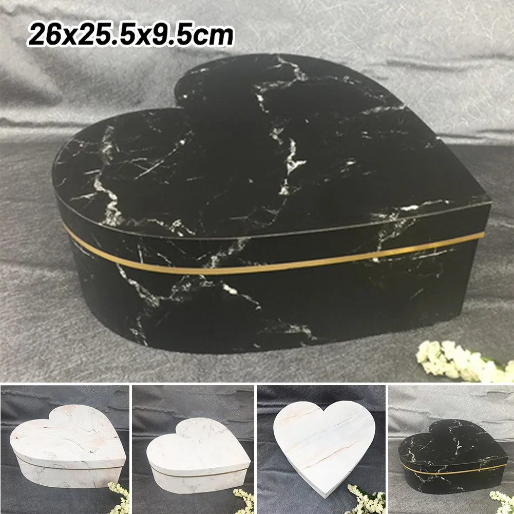 

Marble Heart-shaped Rose Flower Gift Box, Tanabata Valentine's Day Couple Gift Box 26x25.5x9.5cm Drop Shiping