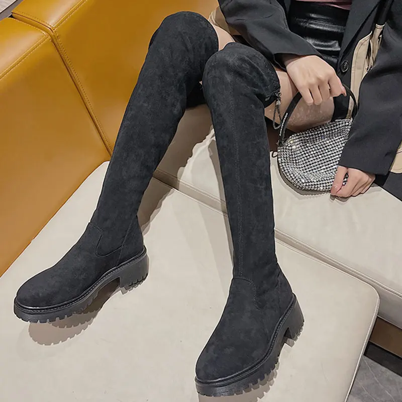 

Women's Boots Autumn Boots-Women Zipper Sexy Thigh High Heels High Sexy Female Shoes Round Toe Winter Footwear Clogs Platform 20